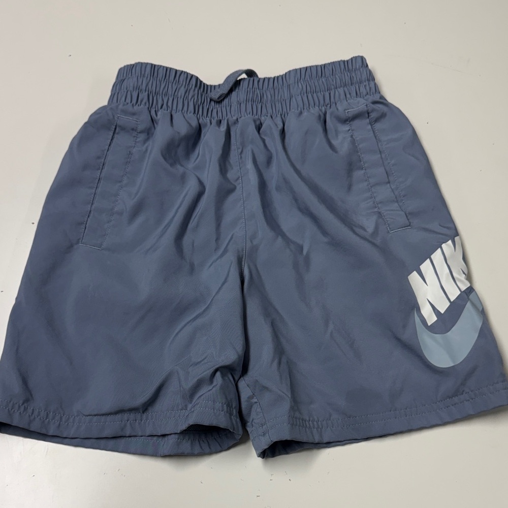 Nike Boys Slate Blue Grey Athletic Shorts with Logo